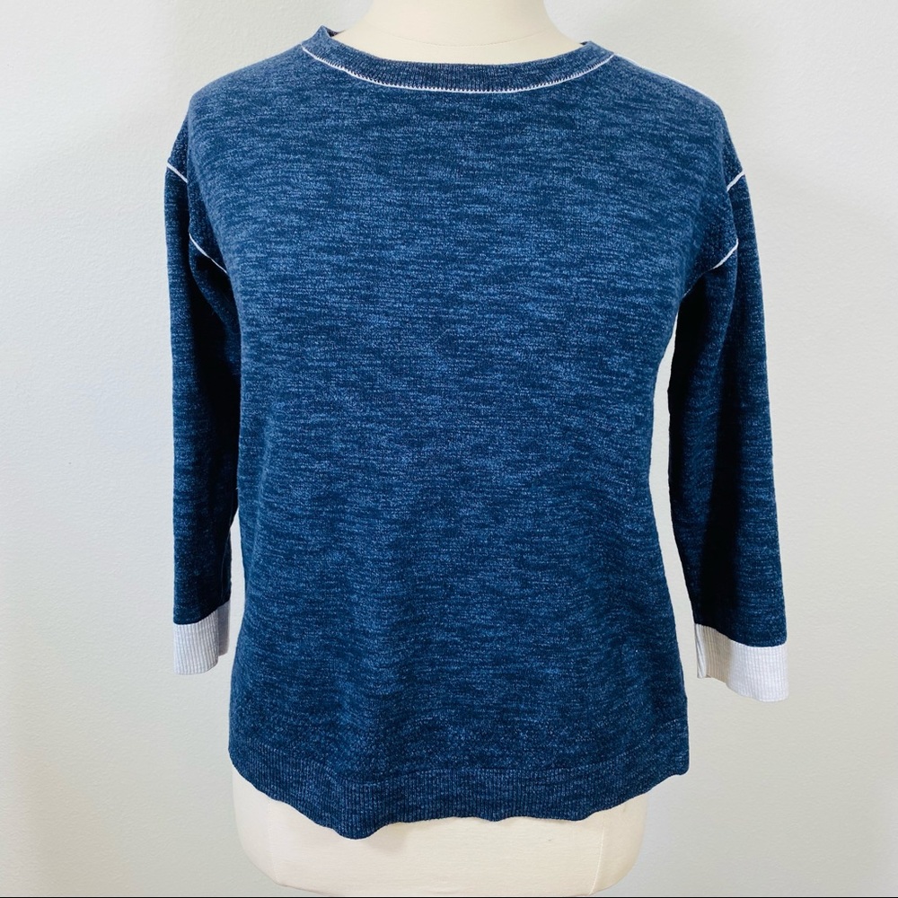 T by Talbots Slub Knit Pullover Sweater Navy L